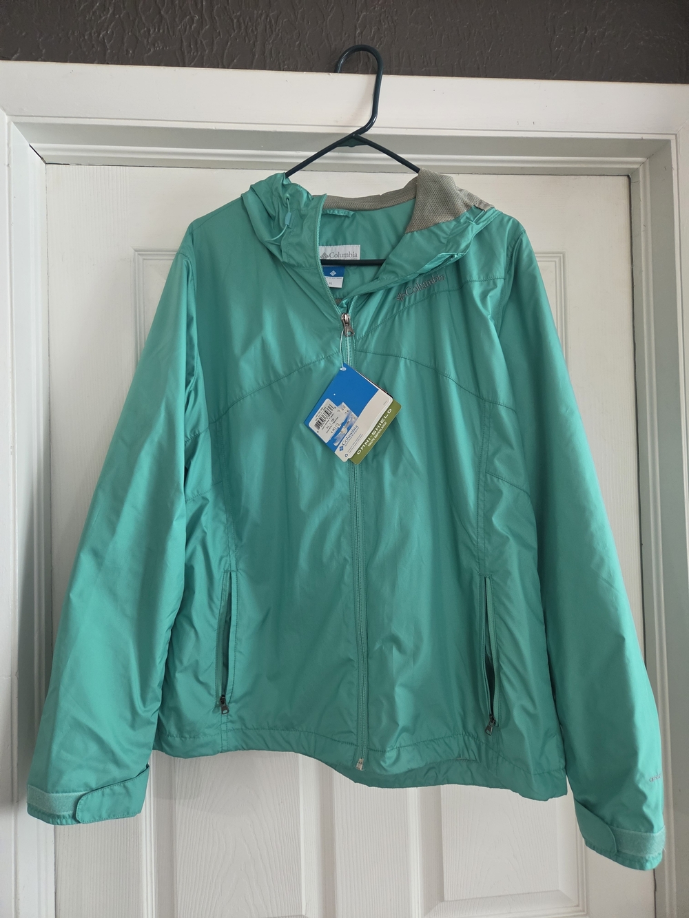 Columbia Women’s Teal Hooded Windbreaker Rain Jacket Waterproof